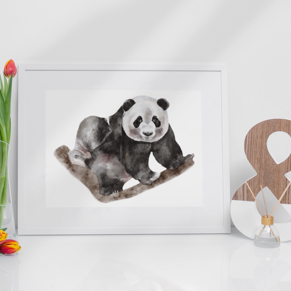 Watercolor Panda Portrait Wall Art Print Poster Unframed - Picture 4 of 16